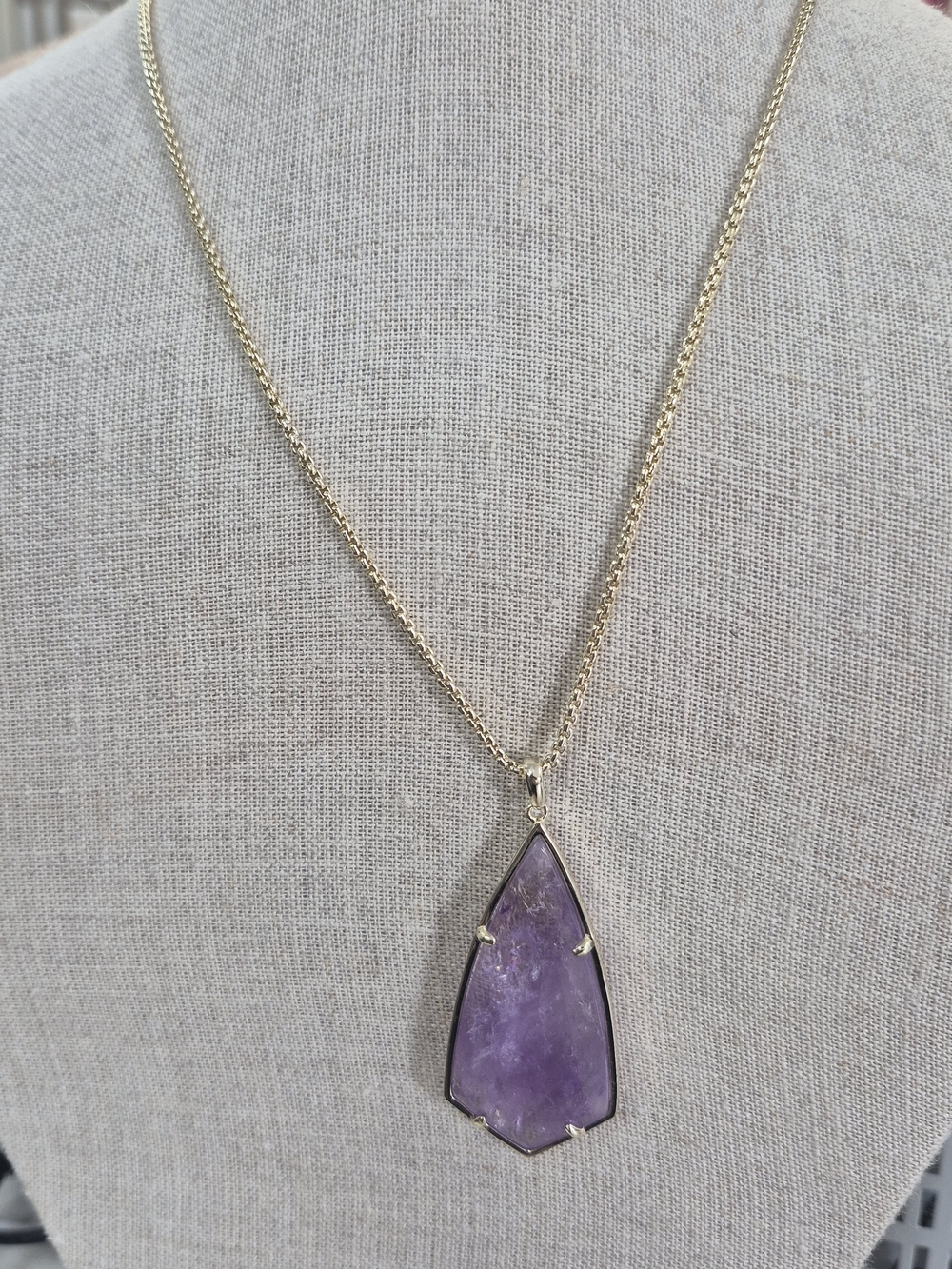 Kendra Scott Purple Stone Pendant Necklace in Gold